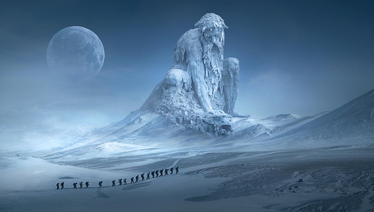 Panayır Yeri ve Sürdürülebilir Tüketim Çağında Akademi fantasy, sculpture, monument, giant, magic, mystical, surreal, winter, landscape, walker, snow, mood, moon, sage, mythical creatures, cold, composing, photomontage, nature, gorgeous, mountain, ice cream, blue